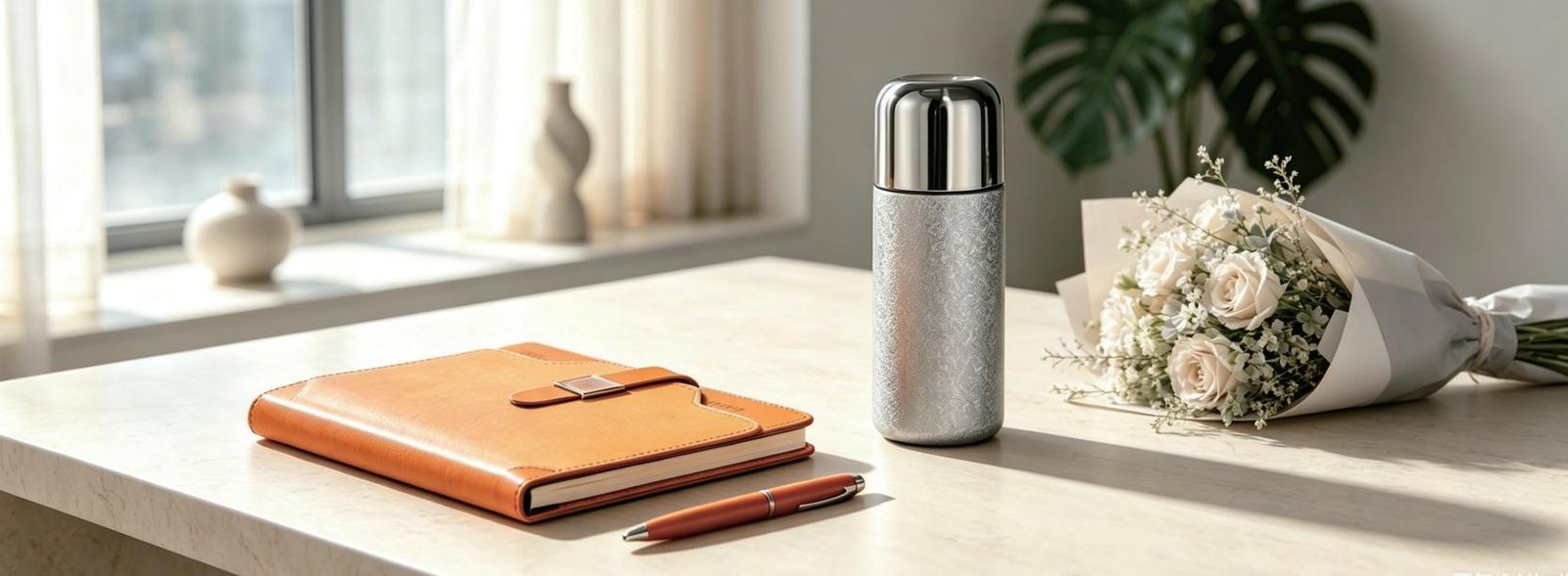 Notebook, Pen & Titanium Cup Set