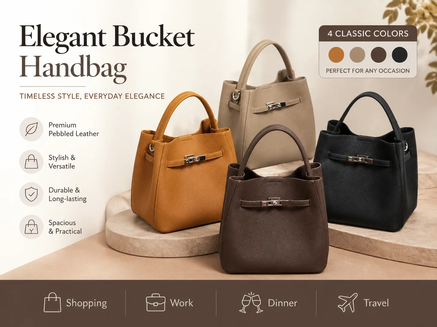 Elegant Bucket Handbag lifestyle view