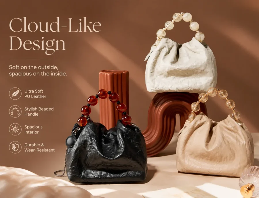 Beaded Handle Cloud Bag