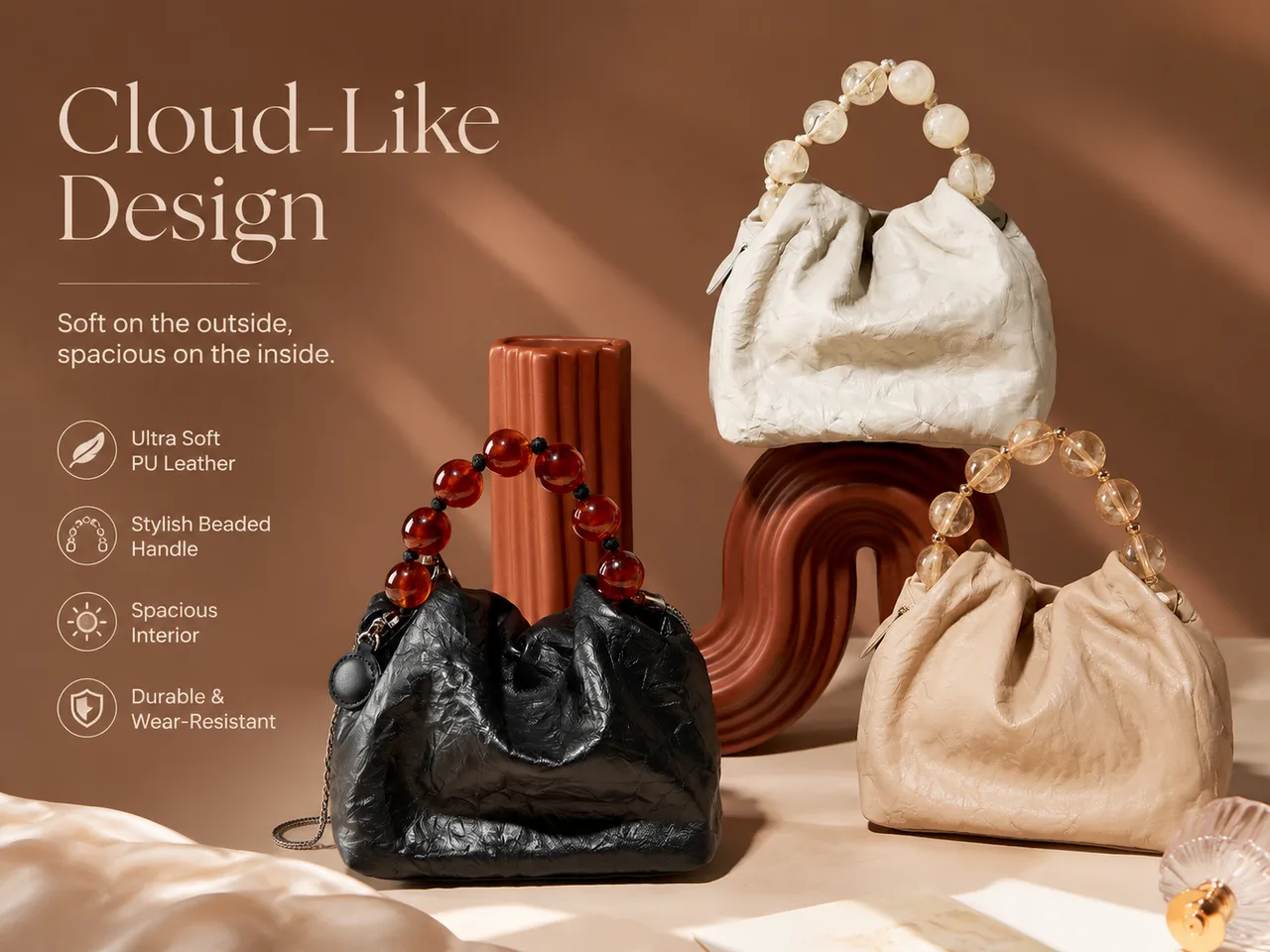 Beaded Handle Cloud Bag lifestyle view