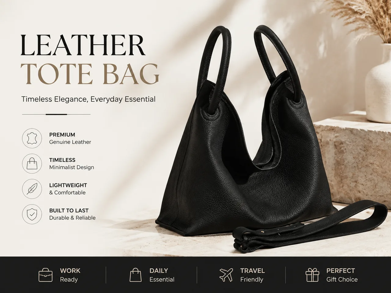 Soft Leather Tote Bag lifestyle view